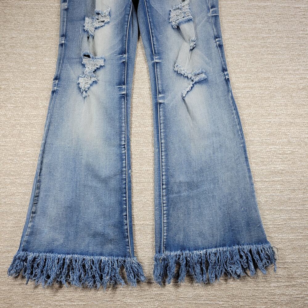 Elite Jeans Juniors 11/12 Flare Denim Distressed Fringe Hem Y2K Deadstock NWT - Picture 6 of 14